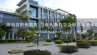 湖南省职业教育 与成人教育学会科研规划课题属于什么级别